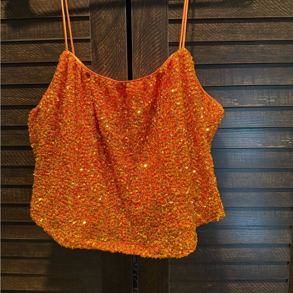 Orange Sequin Women's Top